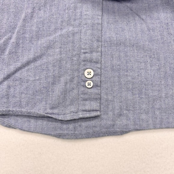 Canali Shirt Mens L Blue Button Down Long Sleeve Made In Italy Dress Cotton - Picture 10 of 12